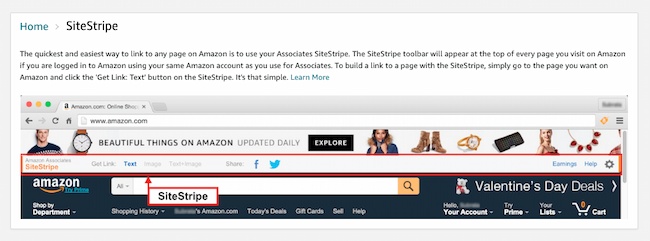 Affiliate link for Amazon example: SiteStripe
