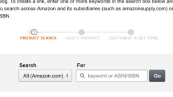 amazon product links area where you enter asin number or search