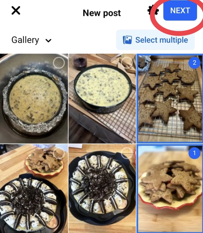 How to post photos on Facebook with an android, select photos and press next