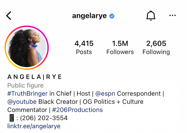 Short professional bio example from Angela Rye