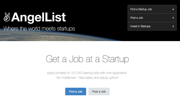 AngelList features jobs for startups on its job board.