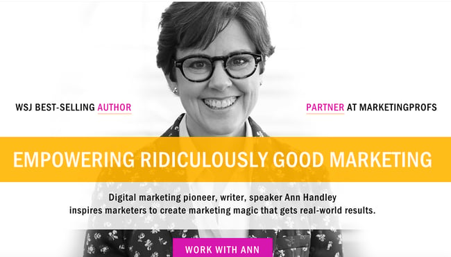 above the fold examples: Ann Handley