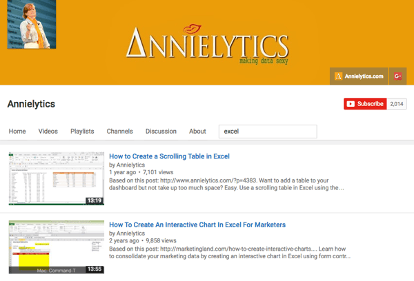 Excel video tutorials by Annielytics 