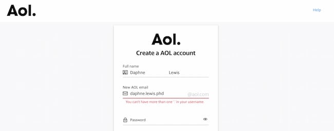 Free email services, AOL login error