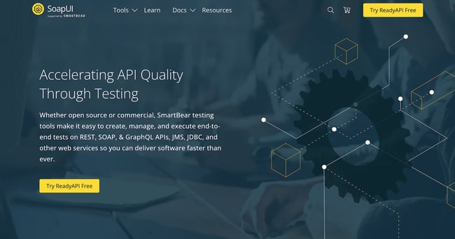 homepage of the API design tool soapui