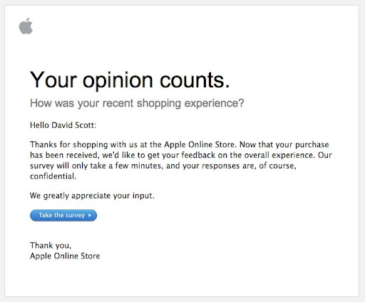 customer feedback management example:apple