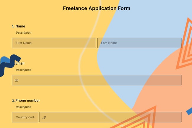 screenshot of an application form template from forms.app
