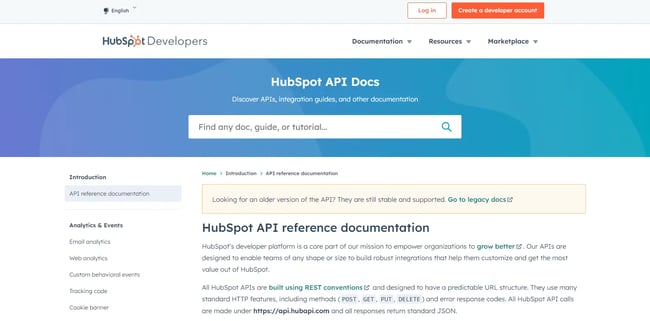 open source apis, Hubspot API Docs