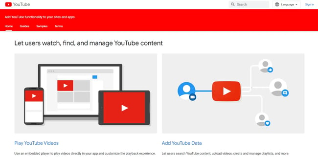 how to use APIs, Youtube API homepage 