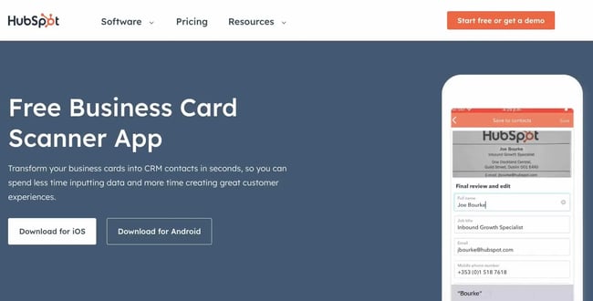 mobile sales apps: HubSpot Mobile Card Scanner