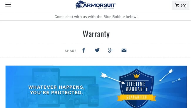 Armor Suit's approach to relationship marketing  through warranty policy