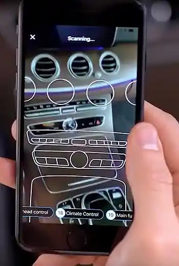 examples of AR in customer experience: mercedes self support