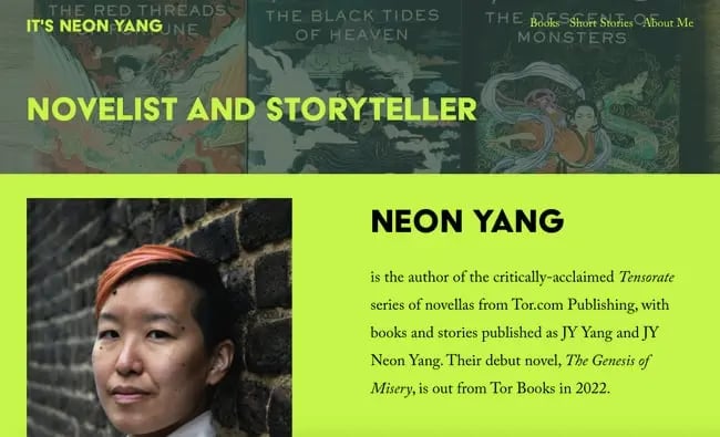 best author website: Neon Yang