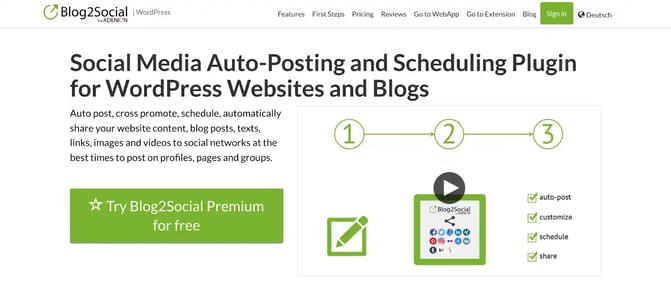 automatically post to facebook from wordpress plugin: blog2social
