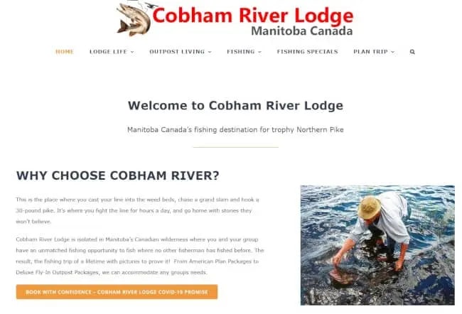 cobham river lodge website - avada theme example