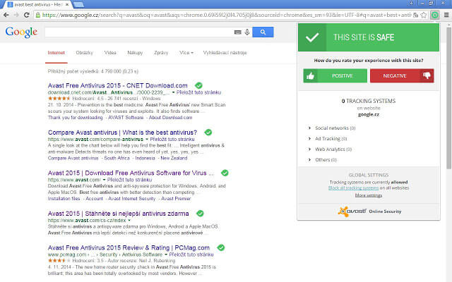 Avast Online Security Chrome extension