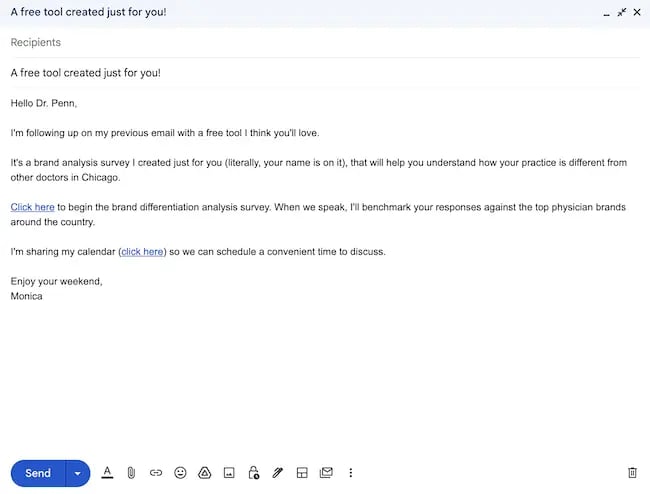 Example of b2b email for free offers