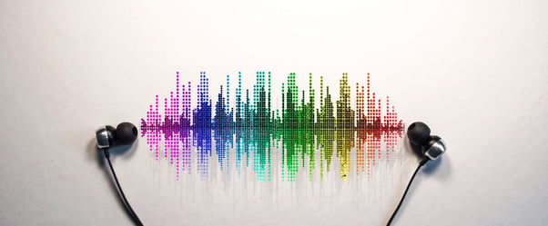 Audio soundwaves from a B2B brand's marketing podcast.