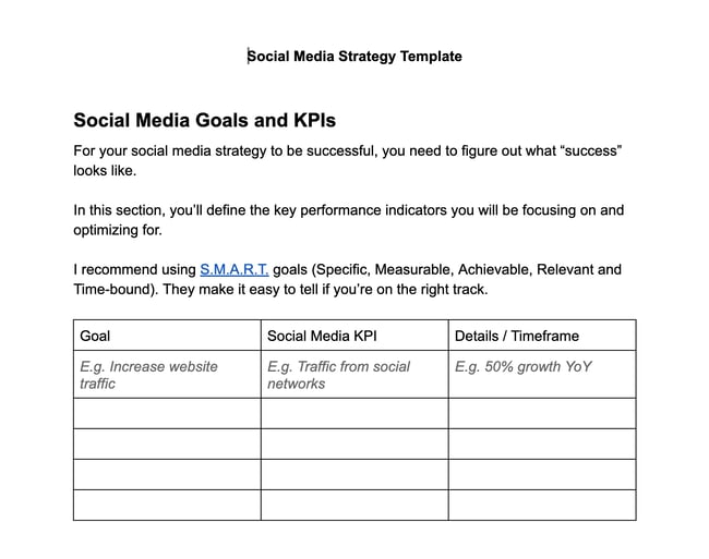 backlinko social media strategy template