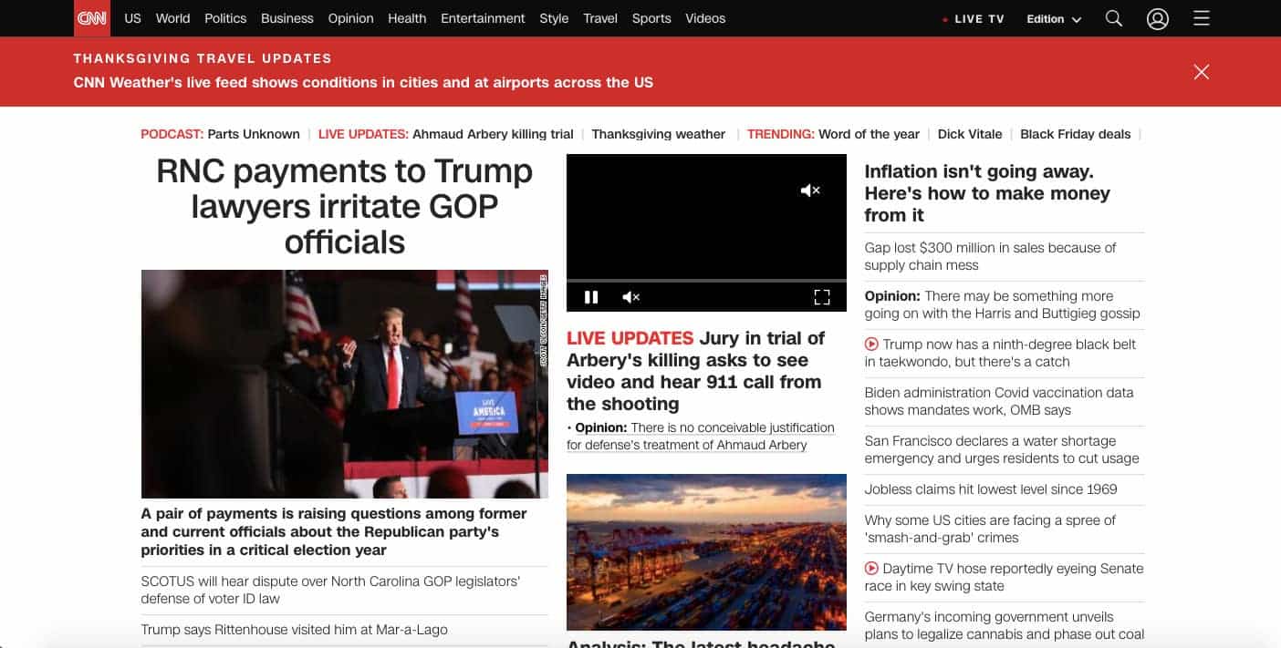 Examples of Bad Website Design:  CNN