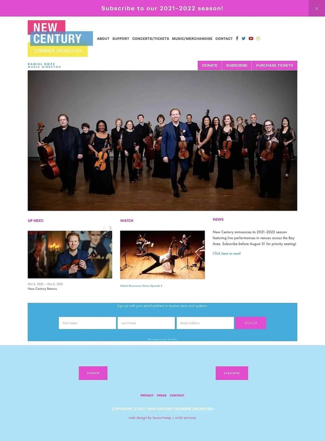 Examples of Bad Website Design: Orchestra