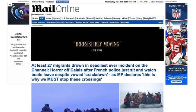 Examples of Bad Website Design:  DailyMail
