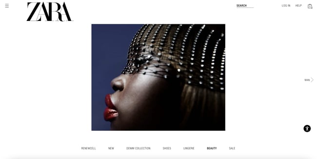 Examples of Bad Website Design: Zara