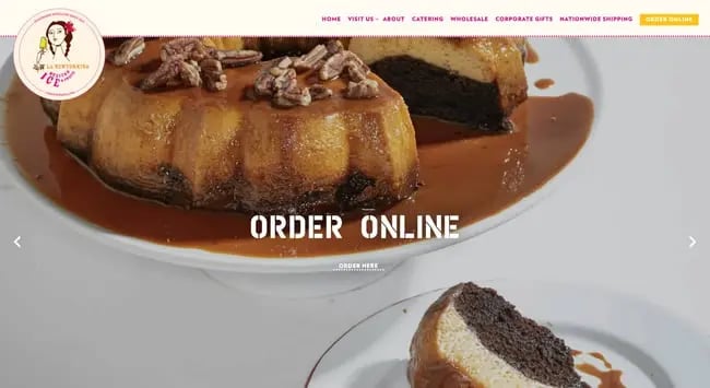 homepage for the bakery website La Newyorkina