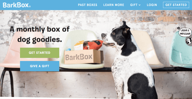 Barkbox call to action buttons