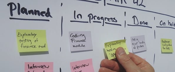 sticky notes on whiteboard representing the 12 principles of Agile project management