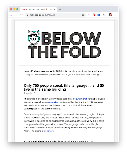 below the fold newsletter