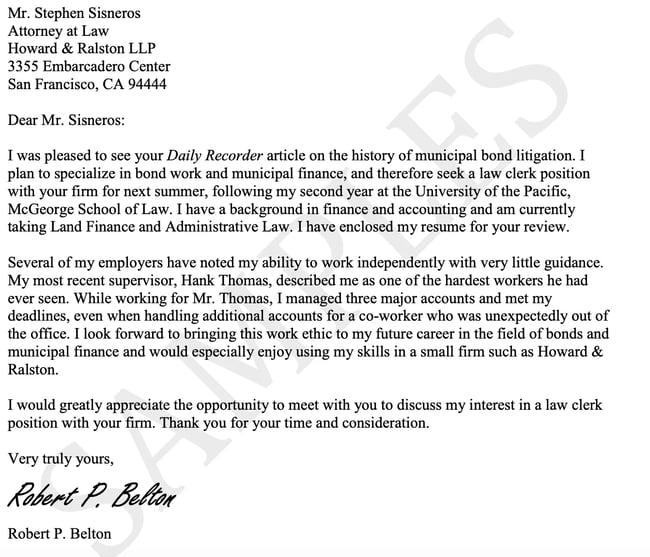 law review submission cover letter sample