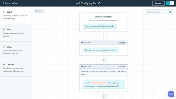 Chatbot Builder with AI Integration - HubSpot