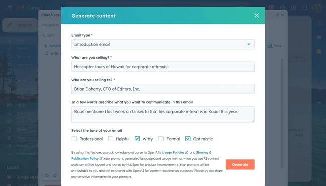 chatspot hubspots conversational CRM bot