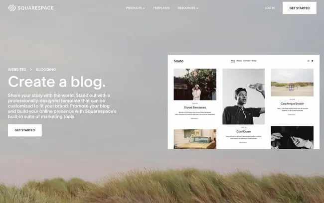 best hosting sites for blogs: squarespace 