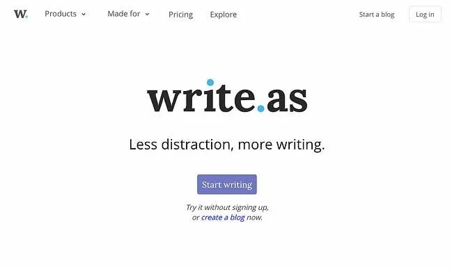 Best blogging platform: Write.as