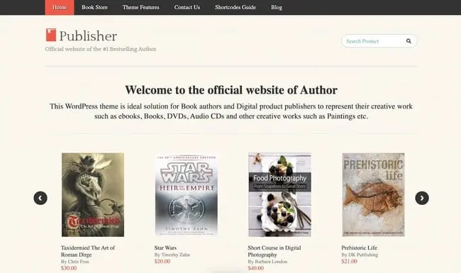 bookstore wordpress theme demo: publisher theme