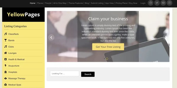 yellowpages directory theme search page demo