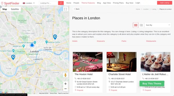 search results and business location split screen overview demo