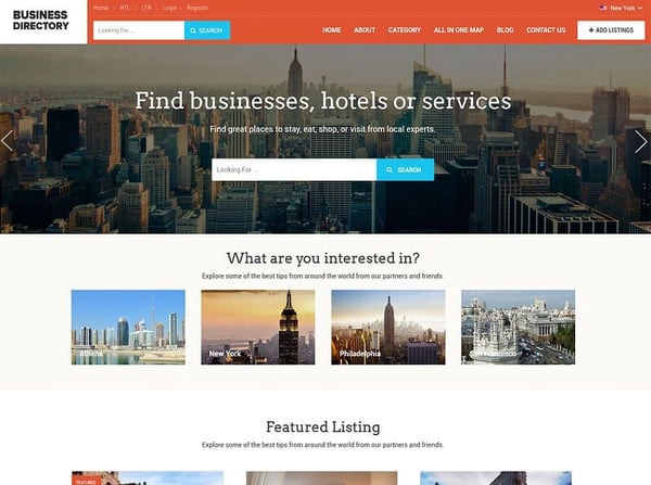 busines directory sample homepage overview