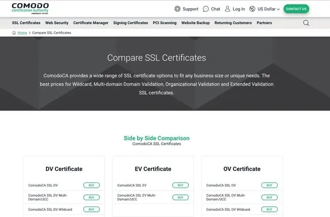 Best Low-Cost SSL Certificate: Comodo. If you can't get free ssl, this is a low cost option. 