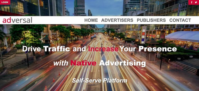 the homepage for the AdSense alternative adversal