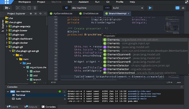 screenshot of the java compiler codeenvy
