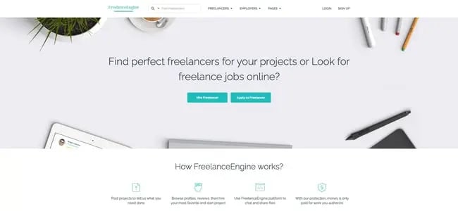 theme demo for the wordpress job board theme freelanceengine