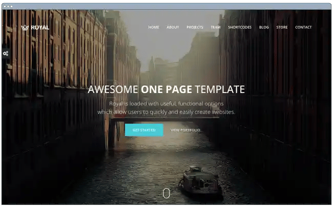 one page website template: royal