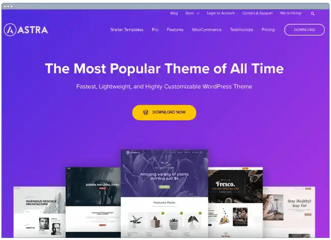 one page website template: astra