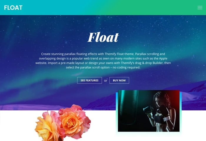 Float best WordPress parallax theme