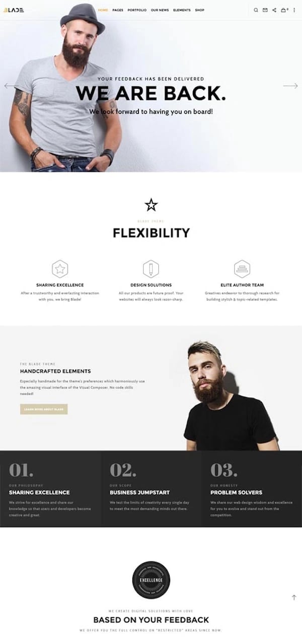 blade is one of the best parallax wordpress themes