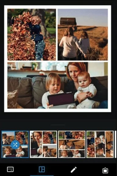 The collage making setting on Adobe Photoshop Express mobile app