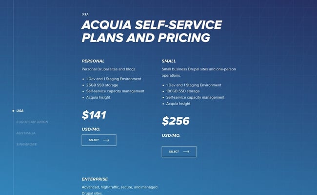 best pricing page examples acquia.jpeg?width=650&name=best pricing page examples acquia - 12 Best Pricing Page Examples To Inspire Your Own Design